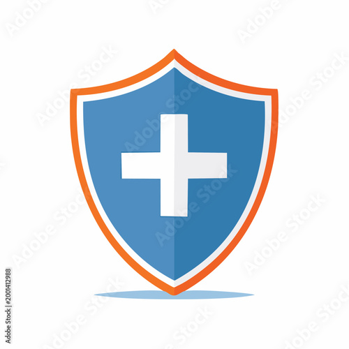 Blue Shield with White Cross Icon