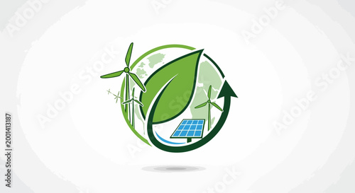 Green leaf eco friendly symbol logo.
