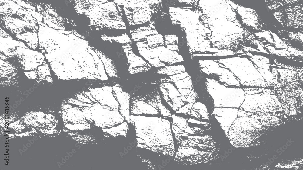 Obraz premium Black and white vintage cracked concrete with scribble effect old wall background grunge fractured texture vector