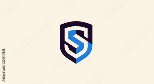 Modern Blue Shield Logo with Letter S, Security and Protection.