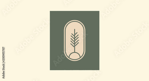 Minimalist Wheat Illustration - Elegant Design on a Green Background.