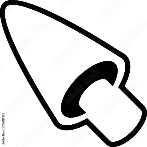White arrow mouse cursor with a black outline, icon.