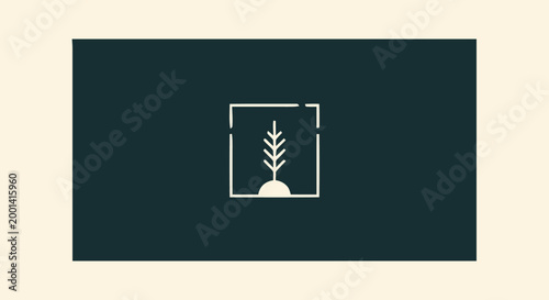 Minimalist Wheat Plant Icon on Dark Background with Simple Design.