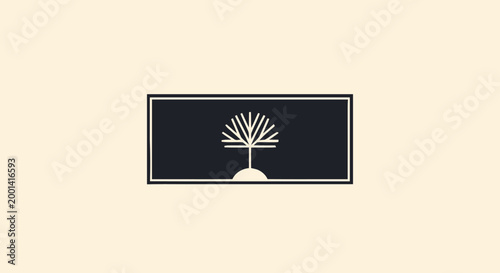 Minimalist Tree Logo Design on Rectangular Black Background.