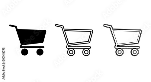 Three shopping carts are shown in a row with varying line styles and colors.