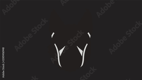 Minimalist White Abstract Shapes Against a Black Background.