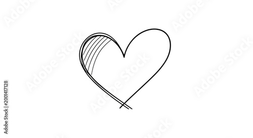 Heart symbol drawn with lines on white