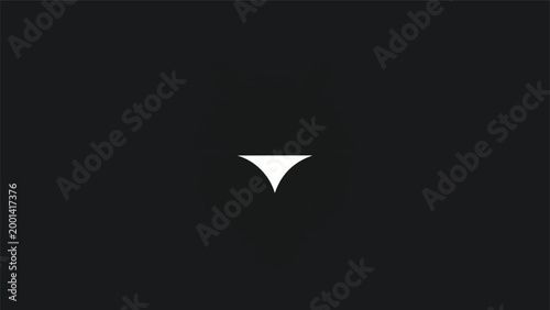 Minimalist White Geometric Shape Centered on Black Background.