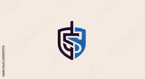 Modern Shield Logo Design with Letter S and Cross Symbol.