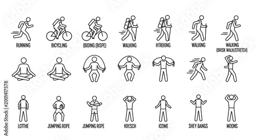 A collection of various people engaging in different exercises and sports activities.