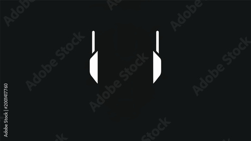 Minimalist White Headphones Silhouette on Black Background for Audio Design.