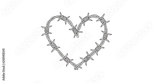 Barbed wire heart shape symbol.