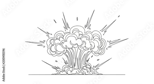 Explosion blast smoke and fire.