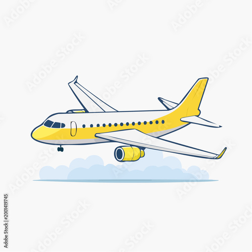 Yellow and White Airplane Flying Above Clouds