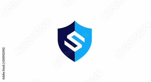 Free Download Modern Shield Logo with Letter S in Blue and White. - GFXLoad