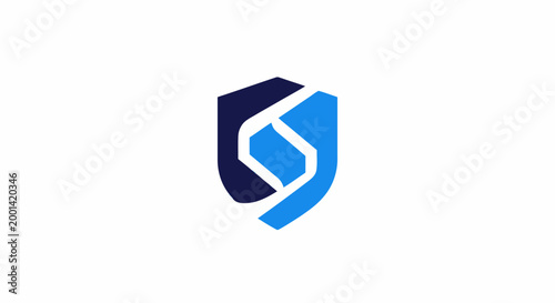 Modern Shield Logo Design - Blue and Navy Geometric Shape.