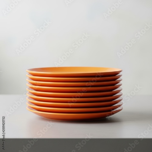 Stack of colorful plates on a table