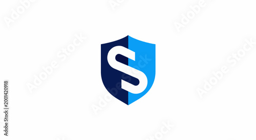 Modern Shield Logo with Letter S in Blue and White.