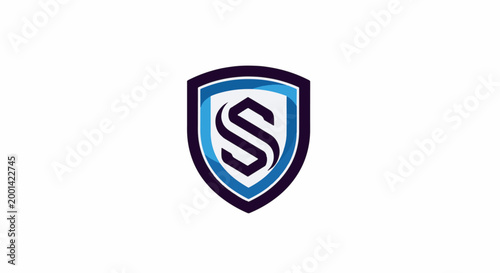 Free Download Modern Shield Logo with Letter S in Blue and White Colors. - GFXLoad