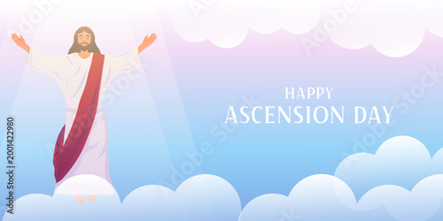 ascension day horizontal banner illustration in gradient style