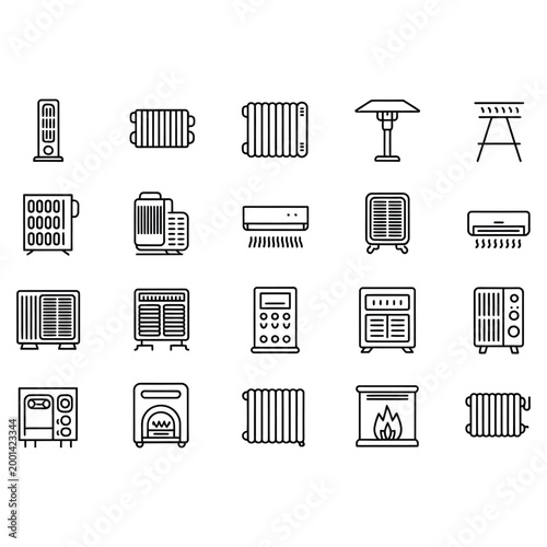 Flat set of various household appliances and devices flat kitchen living room bedroom