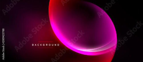 Abstract design features vibrant pink, red gradients. Smooth curves create dynamic visual impact against dark backdrop. Modern, elegant presentation.