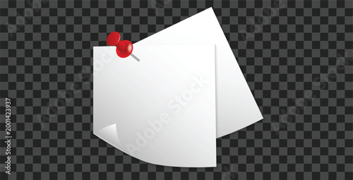 Blank note with pin mockup isolated realistic stationery reminder vector illustration