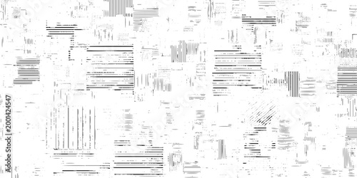 Glitchy digital distortion pattern with horizontal and vertical lines on white background for tech or error concept