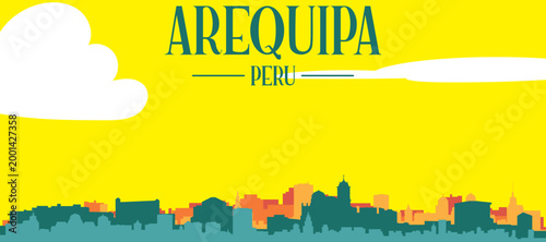 Foto A colourful vector cityscape with sunset tones representing retro minimalist tou