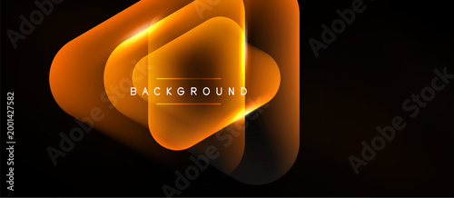 Abstract orange layers overlap, creating glowing effect. Dark background emphasizes vibrant central design. Text reads background.