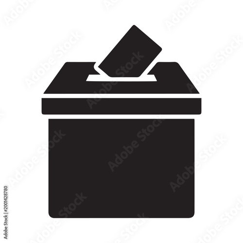 Ballot Box Icon with Voting Paper Isolated on White Background