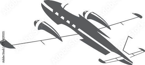 Stylized of a twin-engine propeller airplane