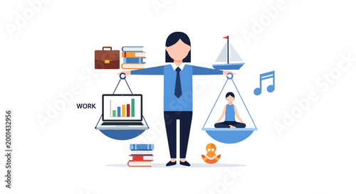 Achieving optimal work-life balance and personal harmony, illustrating the crucial equilibrium between career success and individual well-being for a fulfilling and sustainable lifestyle