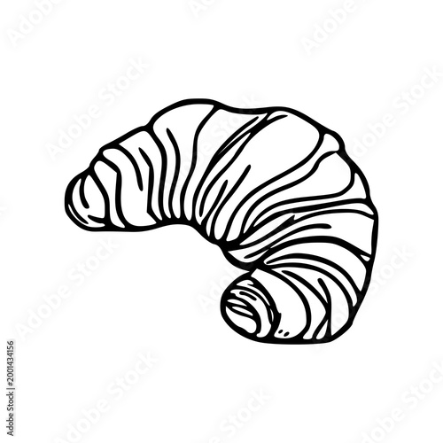 traditional flaky croissant outline for cafe menu design