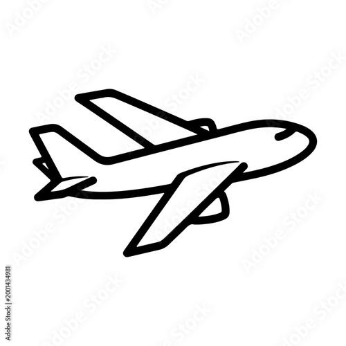Outline of a cartoon airplane with wide wings smooth lines Vector illustration