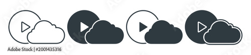 Video Hosting Cloud Icon. Online Streaming and Media Backup. Vector Illustration