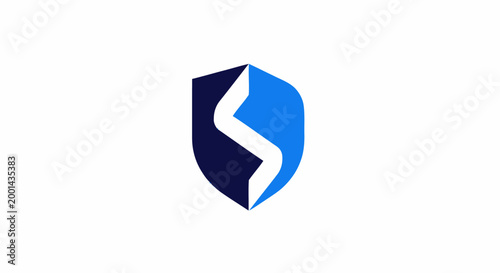 Modern shield logo design with letter S, representing security and protection.