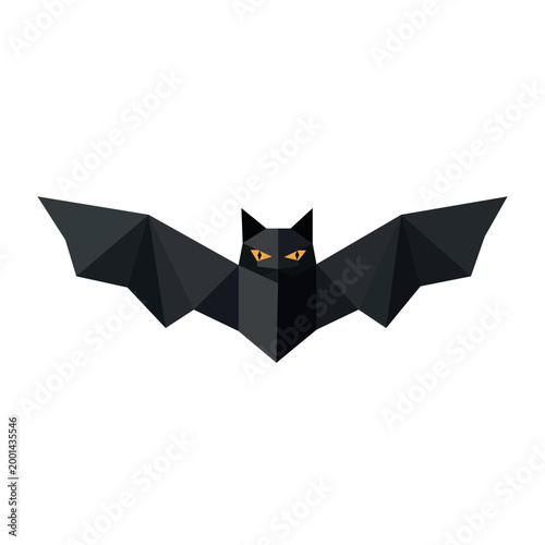 Geometric bat in low poly style. Minimalist Halloween vector with clean shapes. Ideal for spooky design, horror themes and seasonal decoration