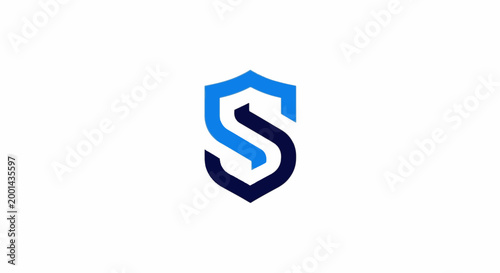 Modern shield logo design with letter S, security concept.
