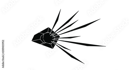black fist punching through lines isolated on white background