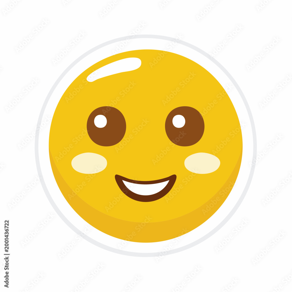 Obraz premium Happy Emoji Face with Blushing Cheeks