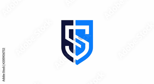 Free Download Modern shield logo design with the letters S and T in blue and black. - GFXLoad