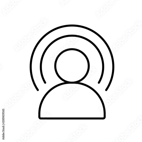 A vector icon representing a focused user state with attention signals in a system interface, created in line style with editable stroke