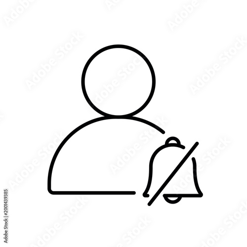 A vector icon representing a do not disturb user state with muted notifications, created in line style with editable stroke