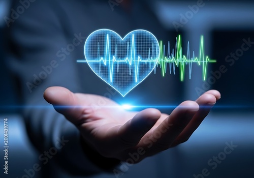 Digital heartbeat a hand holding the future of healthcare and technology
