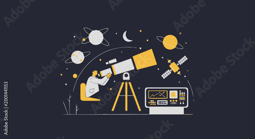 Observing the Cosmos - A Detailed Illustration of Astronomy.