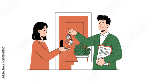 house key handover, real estate transaction, property ownership transfer, home buying process