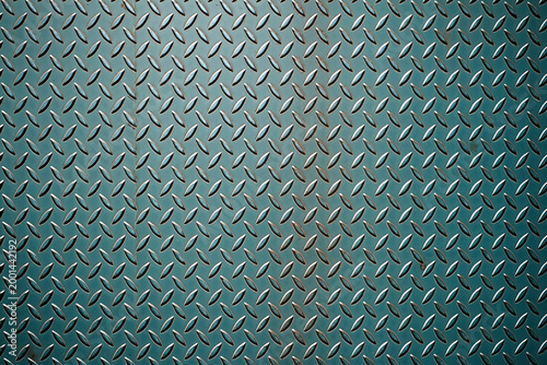 Teal Diamond Plate Metal Texture Background with Industrial Pattern