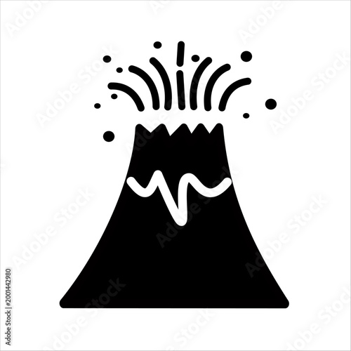 Volcano eruption icon, Vector graphic, not Artificial Intelligence, logo illustration. Replaceable vector design.