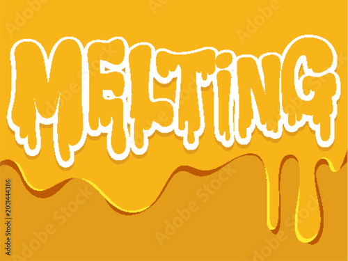 Melting Word Typography Vector Illustration with Dripping Yellow Liquid Effect